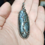 Blue Purple Labradorite Tree of Life Pendant Necklace in Sterling Silver