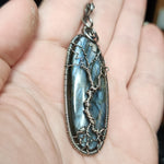 Blue Purple Labradorite Spooky Tree of Life Pendant Necklace in Sterling Silver
