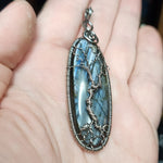 Blue Purple Labradorite Tree of Life Pendant Necklace in Sterling Silver