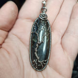 Blue Purple Labradorite Spooky Tree of Life Pendant Necklace in Sterling Silver