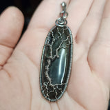 Blue Purple Labradorite Spooky Tree of Life Pendant Necklace in Sterling Silver