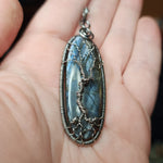 Blue Purple Labradorite Tree of Life Pendant Necklace in Sterling Silver