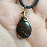 Australian Boulder Opal Pendant in 14kt Yellow Gold Filled - Double Sided