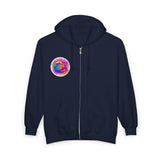 Rock Your World Retro Heatwave Crystal Sunset Crashing Wave Zip Hoodie – Unisex Heavy Blend Full-Zip Sweatshirt