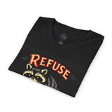Refuse Domestication Raccoon V-Neck T-Shirt - Nature Rebel Graphic Tee