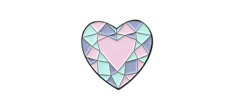 Faceted Crystal Heart Enamel Pin