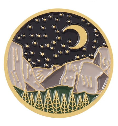 Rocky Mountains at Night Enamel Pin