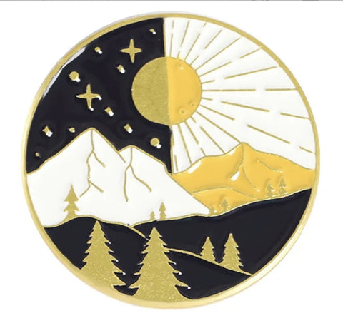 Night and Day Mountains Enamel Pin