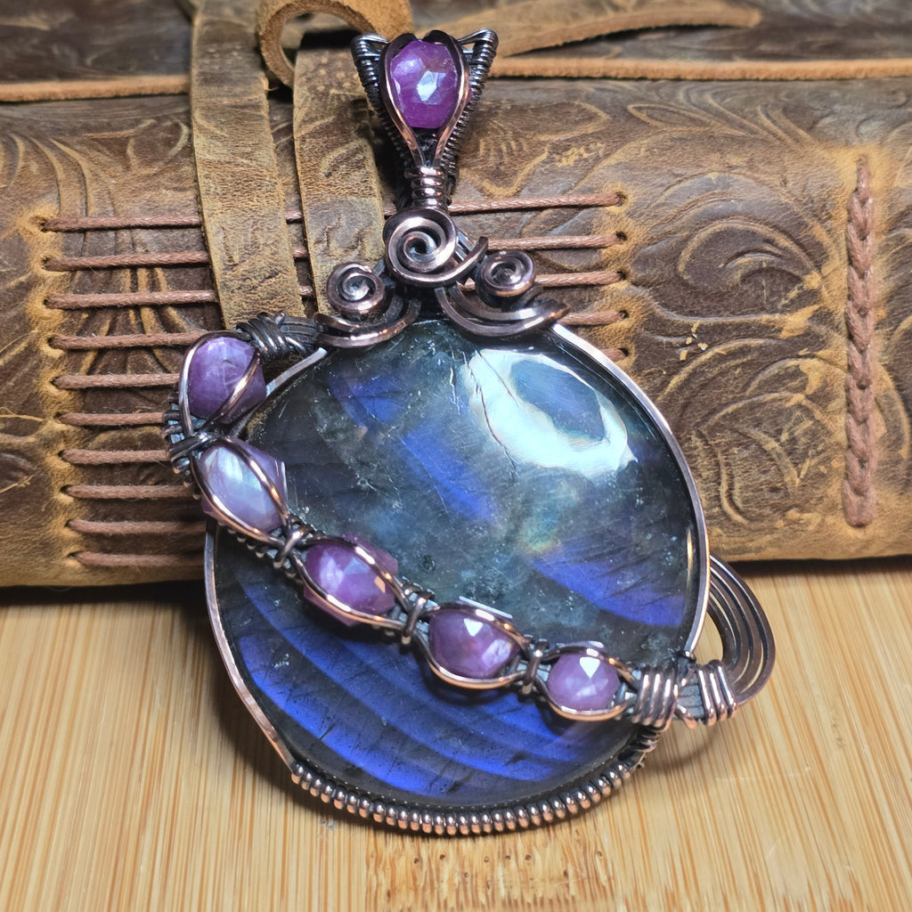 Purple Labradorite Pendant | Star Ruby Rose Cut Copper – Rock Your