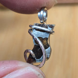 Pallasite Meteorite Sterling Silver Pendant - Mini Slice Iron Core Wrap