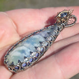 Sky Plume Agate Aurora Opal Sterling Silver 14kt Gold Filled Pendant - Sun Showers Rainbow Clouds