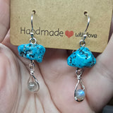 Turquoise and Labradorite Rain Cloud Earrings in Sterling Silver - Rock Your World 