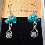 Turquoise and Labradorite Rain Cloud Earrings in Sterling Silver - Rock Your World 