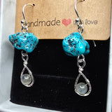 Turquoise and Labradorite Rain Cloud Earrings in Sterling Silver - Rock Your World 