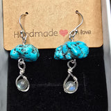 Turquoise and Labradorite Rain Cloud Earrings in Sterling Silver - Rock Your World 