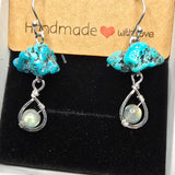 Turquoise and Labradorite Rain Cloud Earrings in Sterling Silver - Rock Your World 