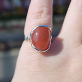 Swazi Rose Carnelian Agate Sterling Silver Ring Sz 7