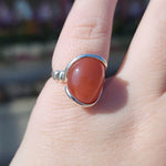 Swazi Rose Carnelian Agate Sterling Silver Ring Sz 7