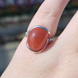 Swazi Rose Carnelian Agate Sterling Silver Ring Sz 7