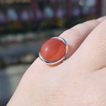 Swazi Rose Carnelian Agate Sterling Silver Ring Sz 7