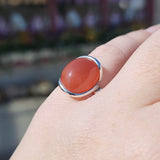 Swazi Rose Carnelian Agate Sterling Silver Ring Sz 7