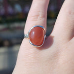 Swazi Rose Carnelian Agate Sterling Silver Ring Sz 7