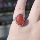 Swazi Rose Carnelian Agate Sterling Silver Ring Sz 7