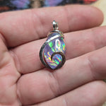 Large Marquis Aurora Opal Pendant – Sterling Silver