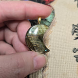 Golden Flash Labradorite Crescent Pendant – Moon Phase Necklace