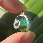 Aurora Opal Dark Heart Pendant – Sterling Silver Pendant