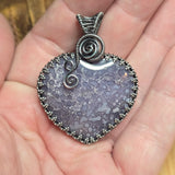 Purple Heart Shape Double-sided Grape Agate Pendant Necklace - Sterling Silver