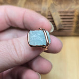 Raw Crystal Copper Ring sz 7 – Raw Sky Blue Aquamarine Beryl