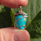Sky Blue Turquoise with Red-Brown Matrix Pendant – Sterling Silver
