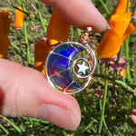 Moon and Stars Rainbow Aurora Opal Pendant In 14kt Rose Gold Fill and Sterling Silver