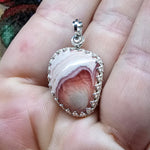 Natural Pink Rhodochrosite Pendant in Sterling Silver