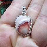 Natural Pink Rhodochrosite Pendant in Sterling Silver