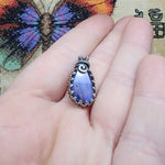 Bright Blue Faceted Labradorite Antiqued Sterling Silver Pendant