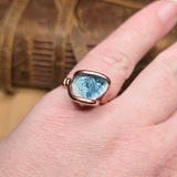 Raw Crystal Ring sz 7.25 – Blue Tourmaline with Pale Pink Rim