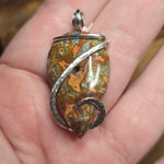 Marcasite Agate Pendant – Fire Vein with Crystal Cave in Sterling Silver