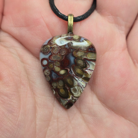 Fossil Palm Wood Pendant – Colorful Ancient Pattern