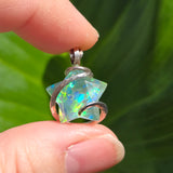 Aurora Opal Rainbow Star Pendant - Sterling Silver - Lab-Grown Magic