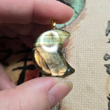 Golden Flash Labradorite Crescent Pendant – Moon Phase Necklace
