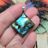 Labradorite Flash Pendant – Blue and Gold Diamond-Cut Stone