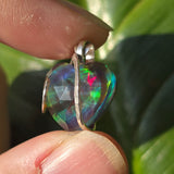 Aurora Opal Dark Heart Pendant – Sterling Silver Pendant