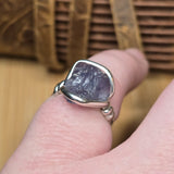 Raw Iolite Crystal Ring sz 6.5 Sterling Silver – Blue to Grey Pleochroic Shift