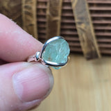 Seafoam Green Aquamarine Ring sz 5.5 – Sterling Silver Natural Crystal