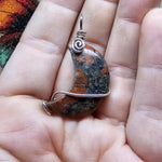 Red and Black Jasper Moon with Sterling Silver
