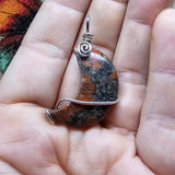 Red and Black Jasper Moon with Sterling Silver