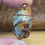 Flaming Common Opal Pendant Marcasite Inclusions - Copper Wrapped