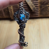 Boulder Opal Keepers Key – Sterling Silver + 14kt Rose Gold Fill